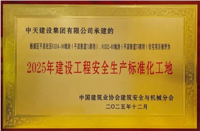 胜天国际集团承建9个项目列为2025年建设工程安全生产标准化工地学习交流项目奖项